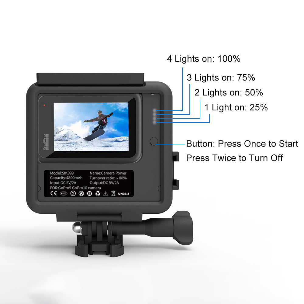 SHEINGKA Power Extended Battery Power Replacement Charger Stand with Frame for GoPro Hero 9