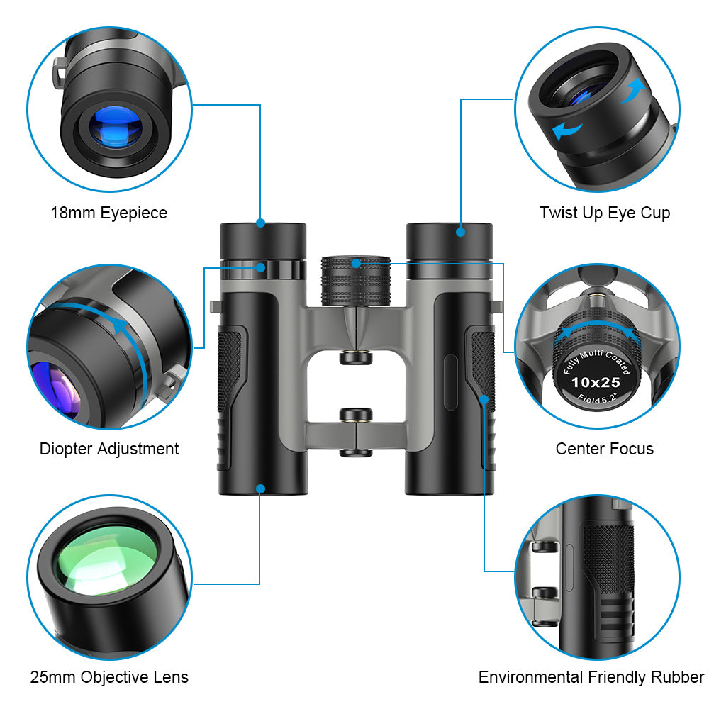 APEXEL Binoculars Long Range 10x25 HD Binoculars Outdoor Camping Mini Folding Telescope for Hunting Tourism