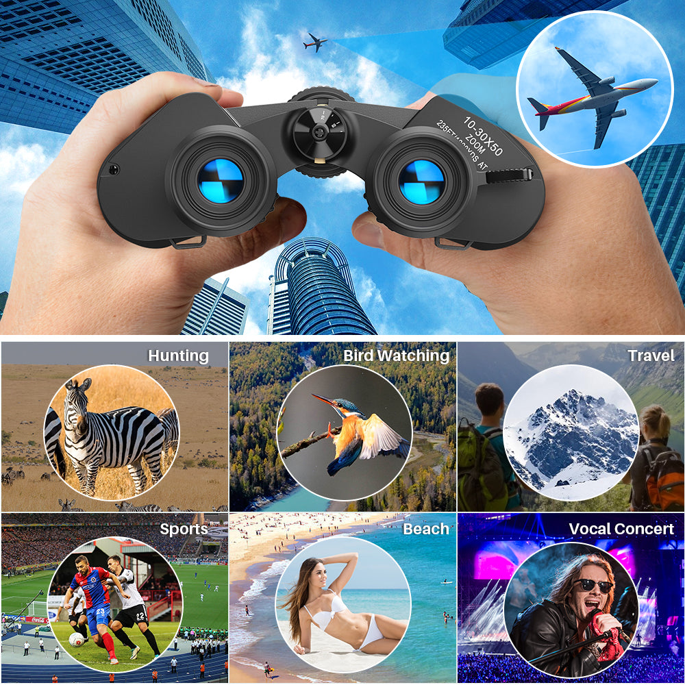 APEXEL 10-30X50 Zoom Telescope Outdoor HD Binoculars Large Eyepiece Waterproof Telescope for Bird Watching Concert Hunting