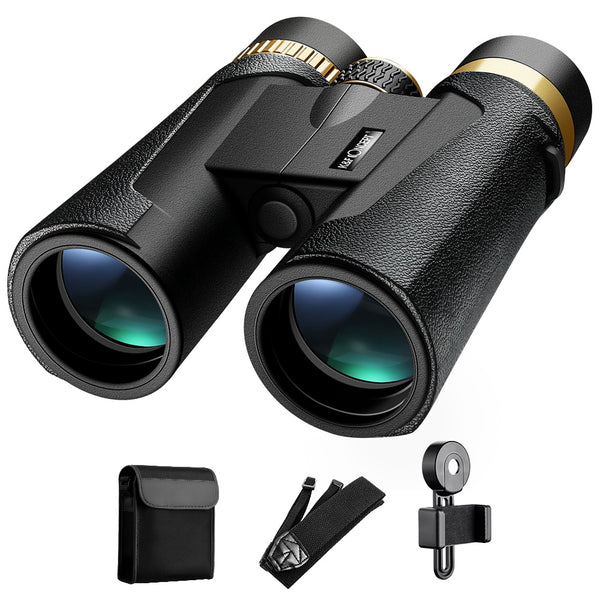K&F CONCEPT KF33.011 12X42 Adult Waterproof Binoculars Night Vision HD FMC BAK4 Prism Lens Binoculars with Phone Clip for Bird Watching, Hunting