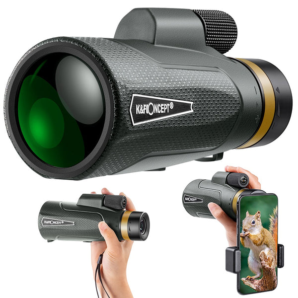 K&F CONCEPT KF33.013 12X50 High Magnification Monocular with Cell Phone Adapter for Adult Waterproof Portable Monocular with BAK-4 Prism for Bird Watching Camping Traveling