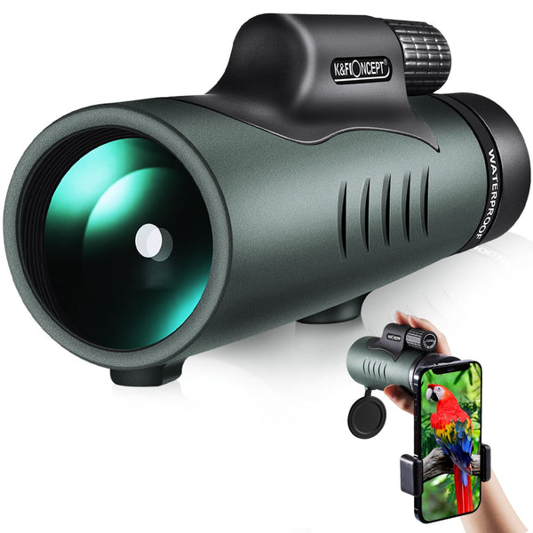 K&F CONCEPT KF33.008 12X50 HD Monocular with Cell Phone Adapter BAK4 Prism IP68 Waterproof Monocular for Wildlife Watching Traveling Sports