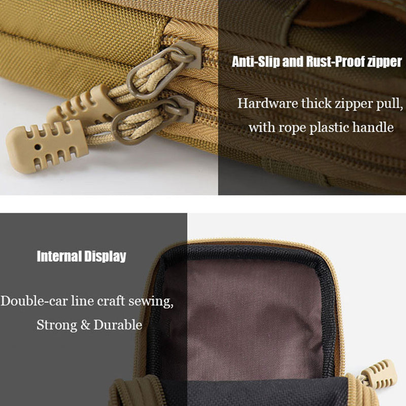 6.5-inch Horizontal Dual Layer Outdoor Sports Tactical Cellphone Storage Waist Pouch Belt Hanging Bag