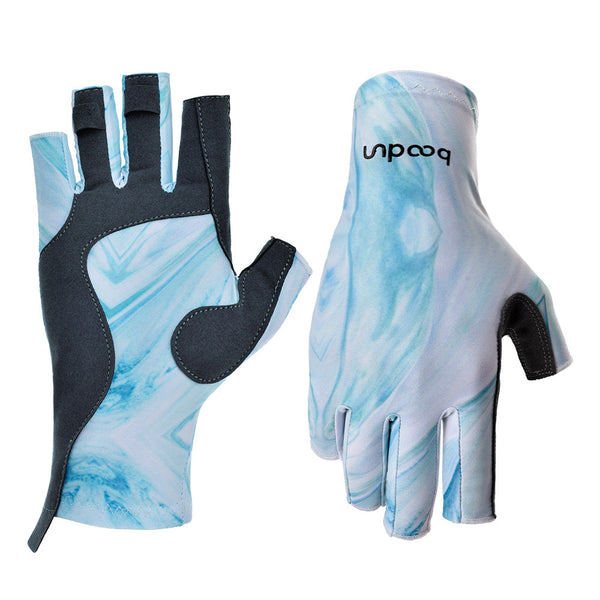 BOODUN P111439 One Pair Elastic Lycra Fishing Gloves Outdoor Sports Anti-UV Cycling Camping Hiking Half-Finger Gloves