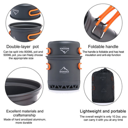 WIDESEA WSC-105 Camping Cookware Energy-gathering Ring Bottom Lightweight Pot for Backpacking Outdoor BBQ Hiking Picnic (BPA-free, No FDA Certified)