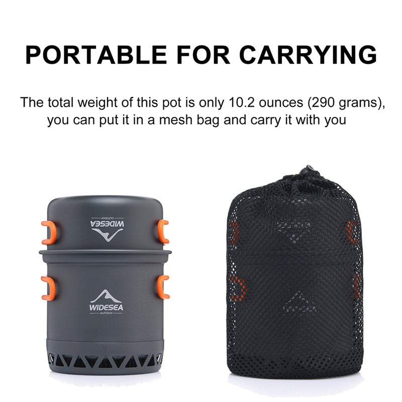 WIDESEA WSC-105 Camping Cookware Energy-gathering Ring Bottom Lightweight Pot for Backpacking Outdoor BBQ Hiking Picnic (BPA-free, No FDA Certified)