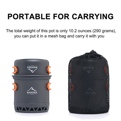 WIDESEA WSC-105 Camping Cookware Energy-gathering Ring Bottom Lightweight Pot for Backpacking Outdoor BBQ Hiking Picnic (BPA-free, No FDA Certified)