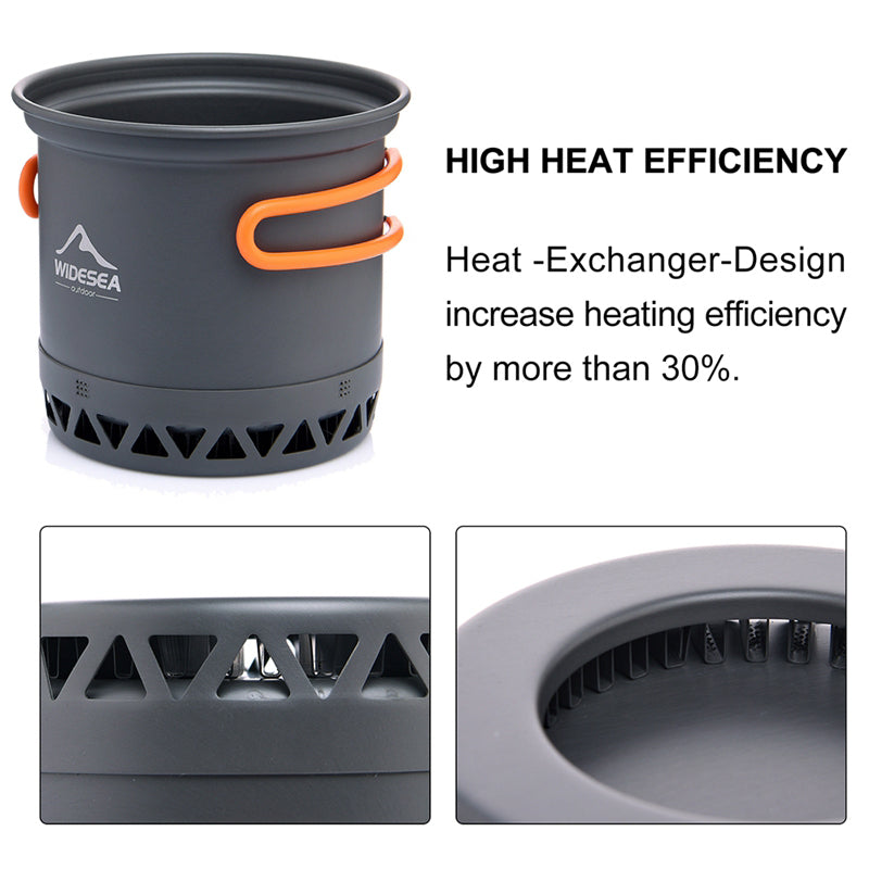 WIDESEA WSC-105 Camping Cookware Energy-gathering Ring Bottom Lightweight Pot for Backpacking Outdoor BBQ Hiking Picnic (BPA-free, No FDA Certified)
