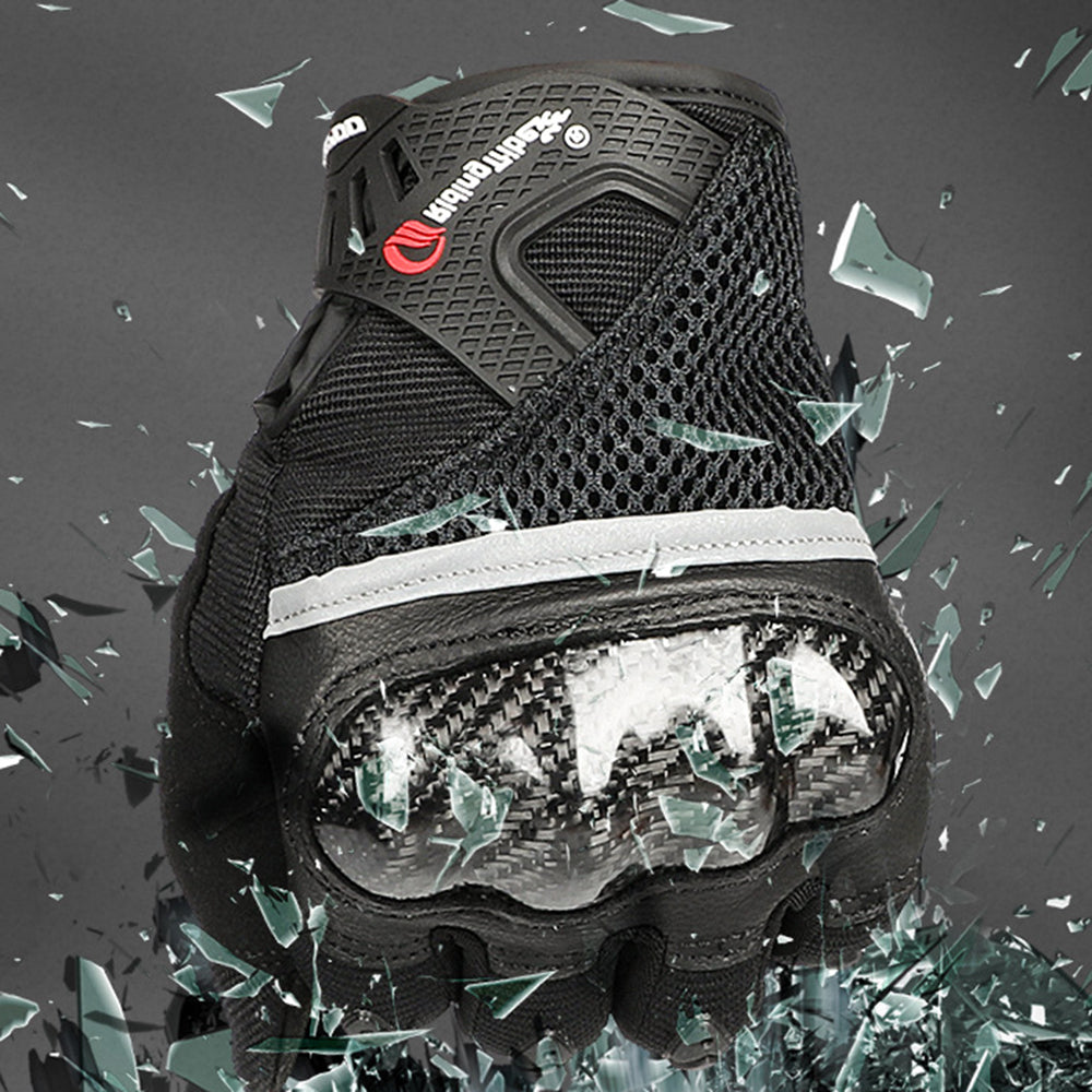 RIDING TRIBE MCS-56 Carbon Fiber Texture Glass Fiber Motorcycle Riding Full Finger Gloves Knuckle Protection Touch Screen for Cycling Motorbike Sports