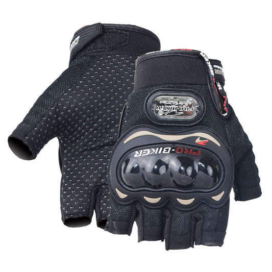 PRO-BIKER MCS-04C Half Finger Motorcycle Riding Gloves Breathable Knuckle Protection Gloves for Cycling Motorbike Sports