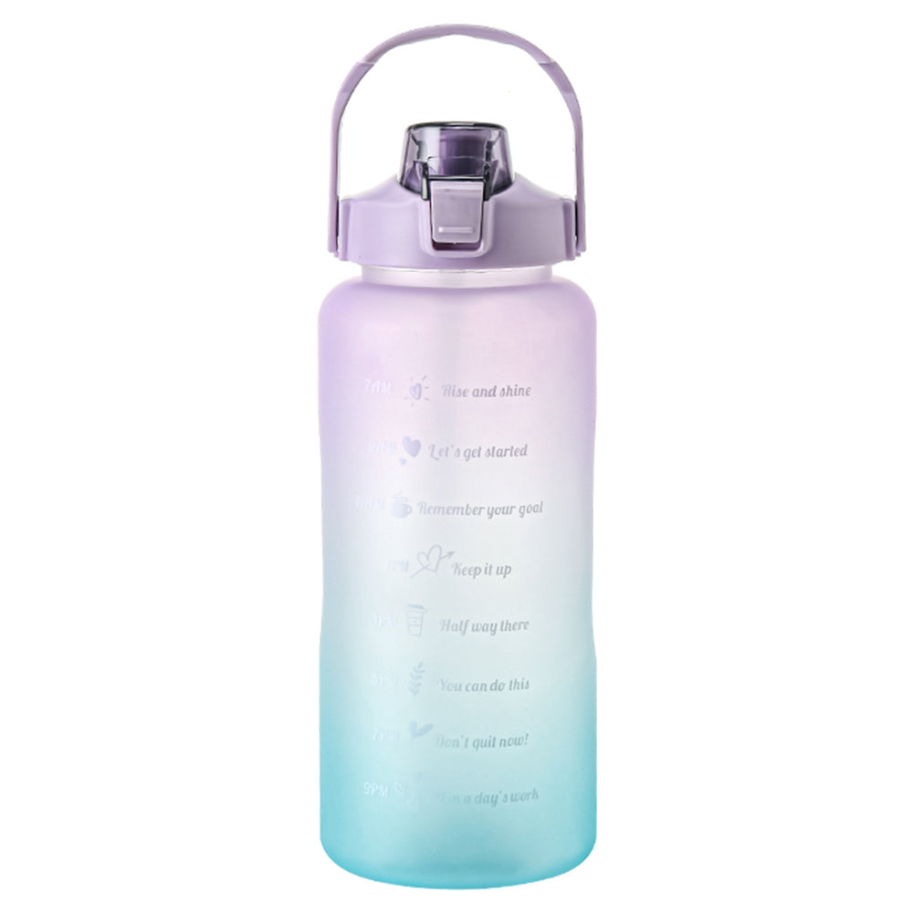 2000ml For Home Office Gym Motivational Time Scale Reminder Water Bottle Gradient Drink Kettle with Straw (No FDA Certificate, BPA-free)