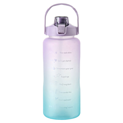 2000ml For Home Office Gym Motivational Time Scale Reminder Water Bottle Gradient Drink Kettle with Straw (No FDA Certificate, BPA-free)
