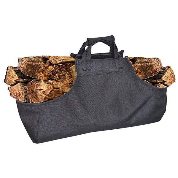 LUCKSTONE CHSNB-001-BK Firewood Storage Bag Large Handbag Wood Burning Stove Fireplace Accessories