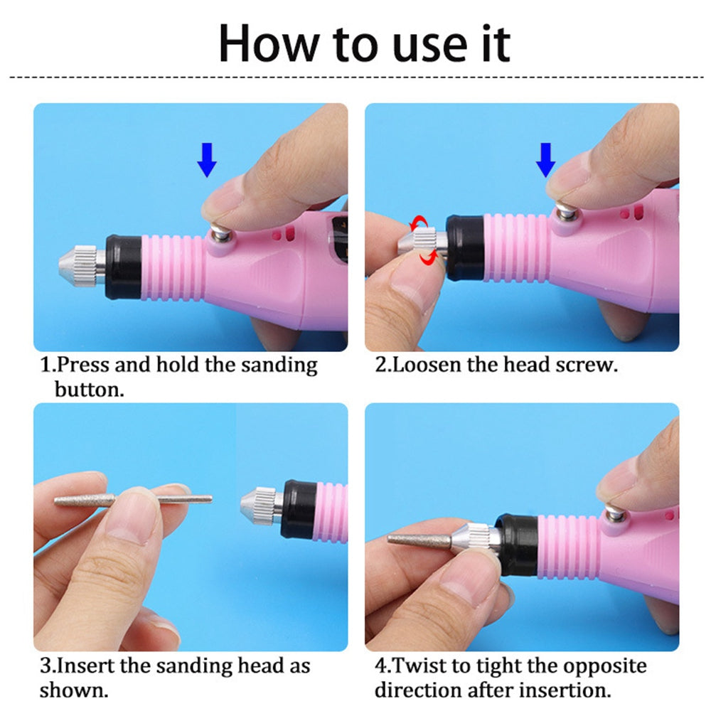 Electric Nail File Set USB Rechargeable Electric Nail File Hand Foot Care Tool for Nail Grind Trim Polish