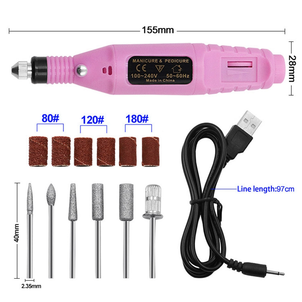 Electric Nail File Set USB Rechargeable Electric Nail File Hand Foot Care Tool for Nail Grind Trim Polish