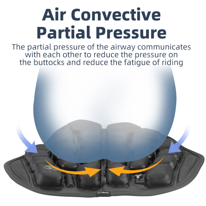 ROCKBROS Inflatable Seat Cushion Air Fillable Cooling Down Air Seat Pad Pressure Relief Ride Touring Saddle Cover for Motorcycle Scooter