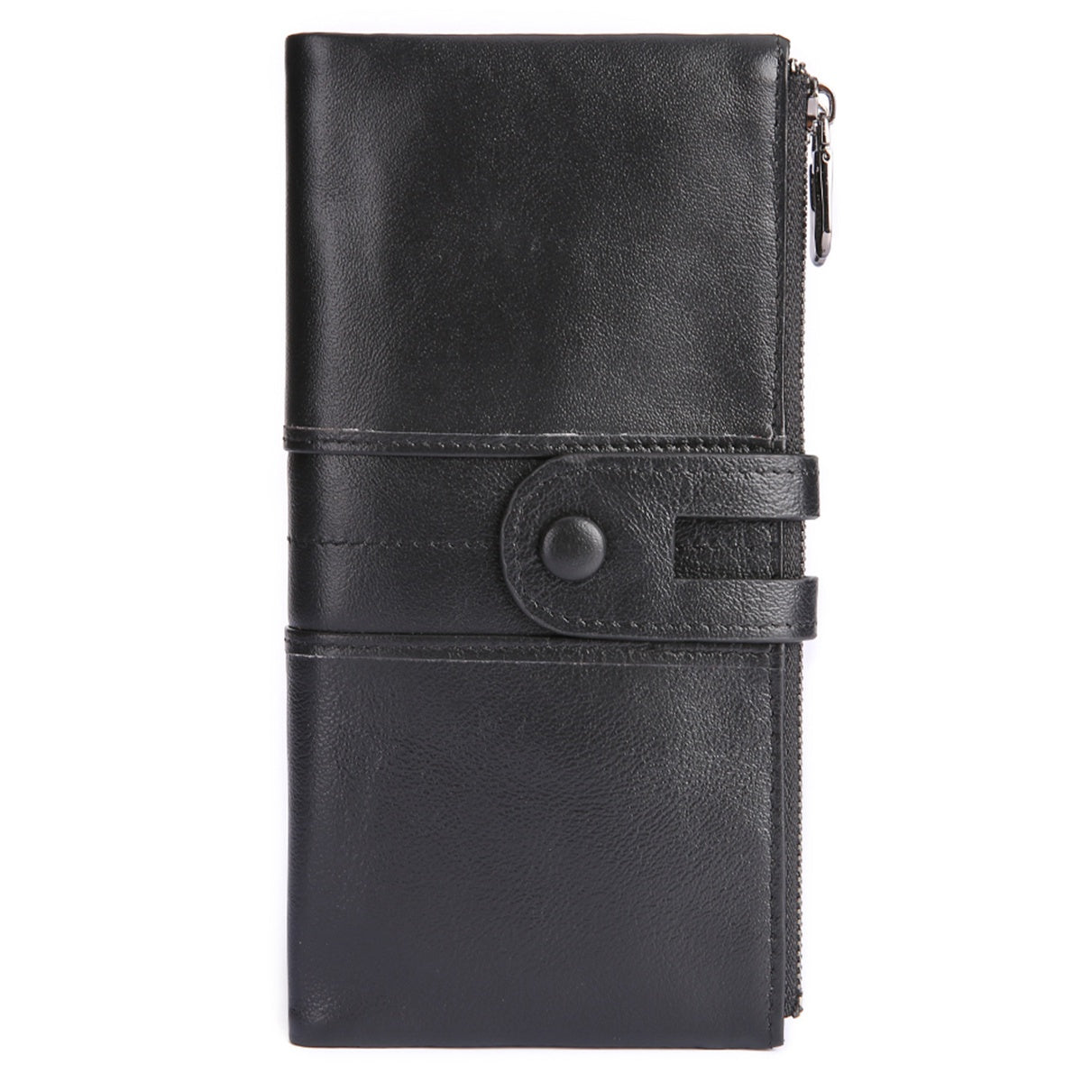 2072 Double Zipper Long Wallet RFID Blocking Top Layer Cowhide Cellphone Clutch Coin Purse Card Slots