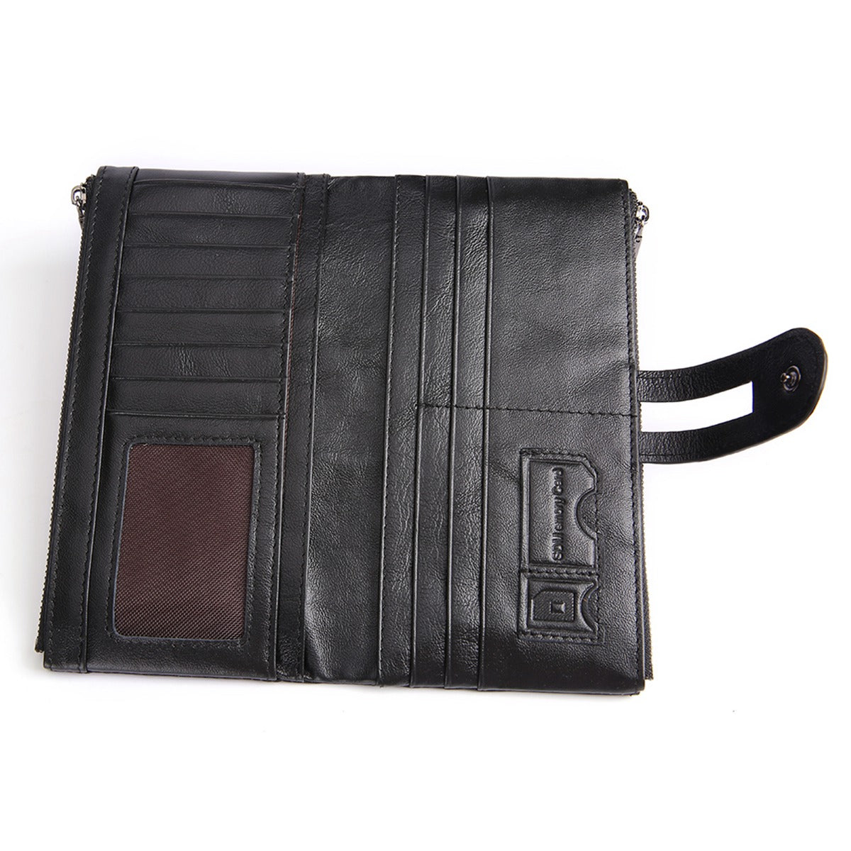 2072 Double Zipper Long Wallet RFID Blocking Top Layer Cowhide Cellphone Clutch Coin Purse Card Slots