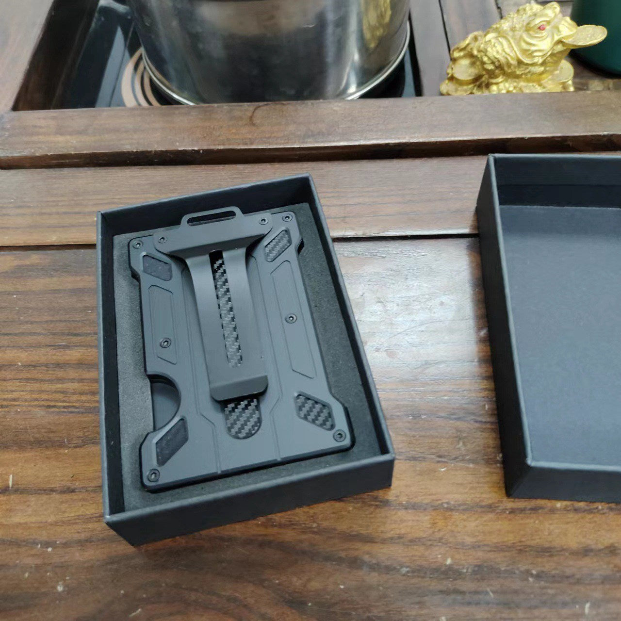 RFID Blocking Aluminum Alloy Card Holder ID Credit Card Cash Storage Case with Clip
