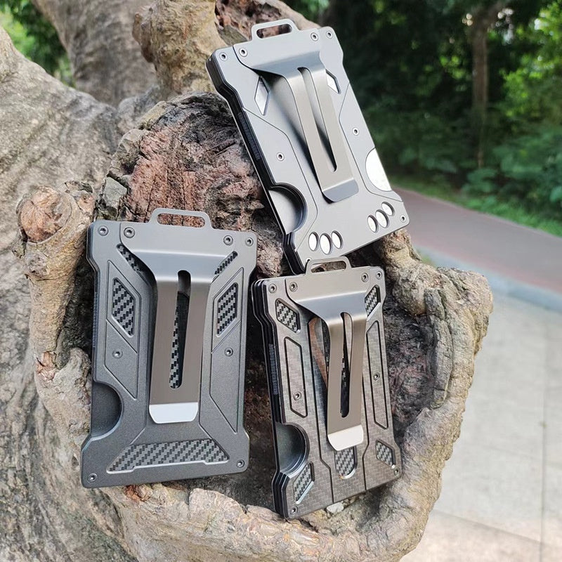 RFID Blocking Aluminum Alloy Card Holder ID Credit Card Cash Storage Case with Clip