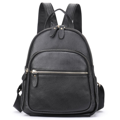 172 Top Layer Cowhide Leather Backpack Women Stylish Solid Color Dual Shoulder Bag
