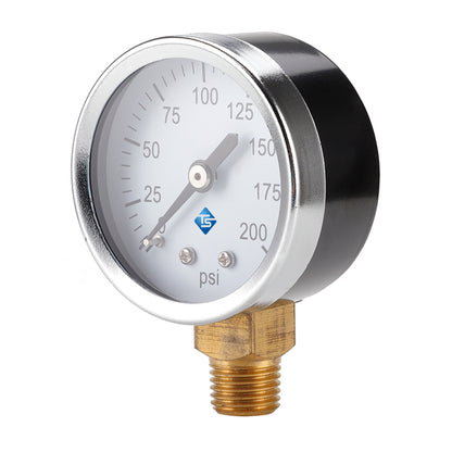 TS-50-200psi Pressure Gauge Vacuum Water Pressure Gauge 0-200 PSI Test Range Oil Pressure Gauge with 1 / 4'' NPT Bottom Mount