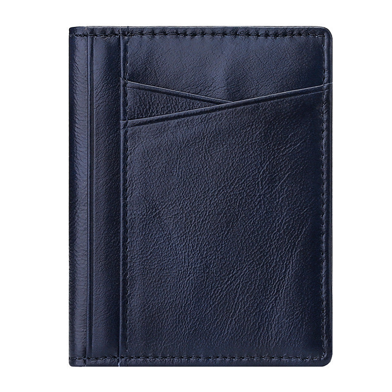 037S Slim Bifold Card Holder Cowhide Leather Passcase RFID Blocking Front Pocket Card Case