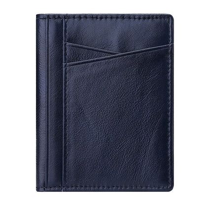 037S Slim Bifold Card Holder Cowhide Leather Passcase RFID Blocking Front Pocket Card Case