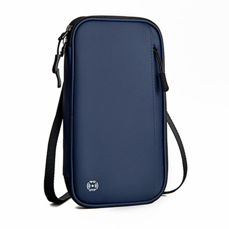 RFID Blocking Travel Passport Holder Waterproof Documents Organizer Zipper Case Clutch Bag with Neck Lanyard