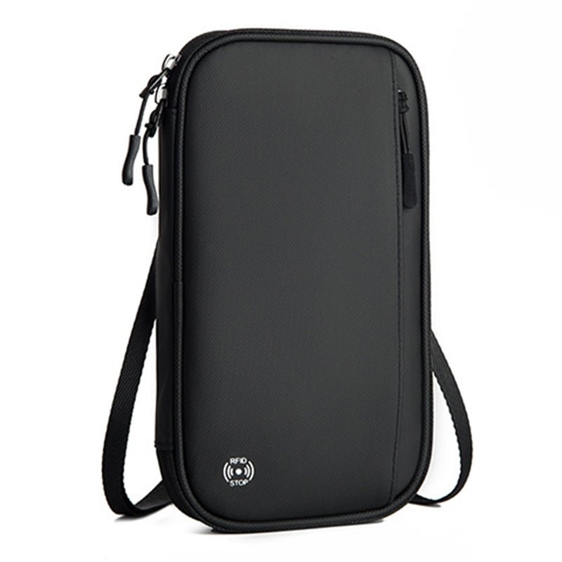 RFID Blocking Travel Passport Holder Waterproof Documents Organizer Zipper Case Clutch Bag with Neck Lanyard