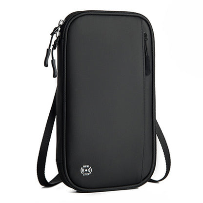 RFID Blocking Travel Passport Holder Waterproof Documents Organizer Zipper Case Clutch Bag with Neck Lanyard
