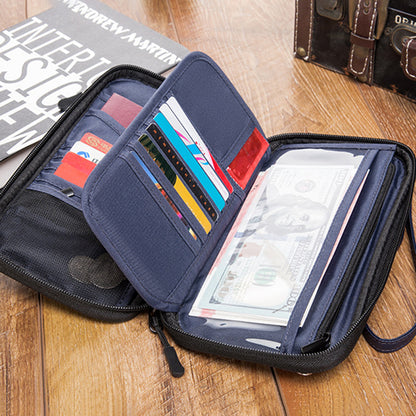 RFID Blocking Travel Passport Holder Waterproof Documents Organizer Zipper Case Clutch Bag with Neck Lanyard