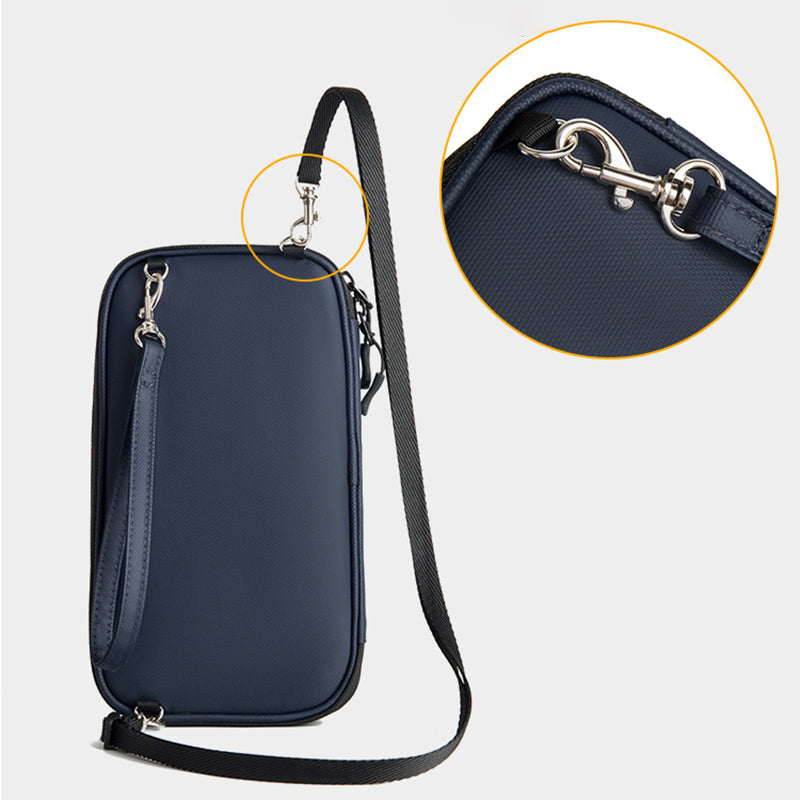 RFID Blocking Travel Passport Holder Waterproof Documents Organizer Zipper Case Clutch Bag with Neck Lanyard