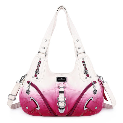 ANGEL KISS AK11282Z Vintage Tie Dye Tote Handbag Women PU Leather Shoulder Hobo Bag
