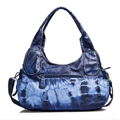 ANGEL KISS AK11282Z Vintage Tie Dye Tote Handbag Women PU Leather Shoulder Hobo Bag