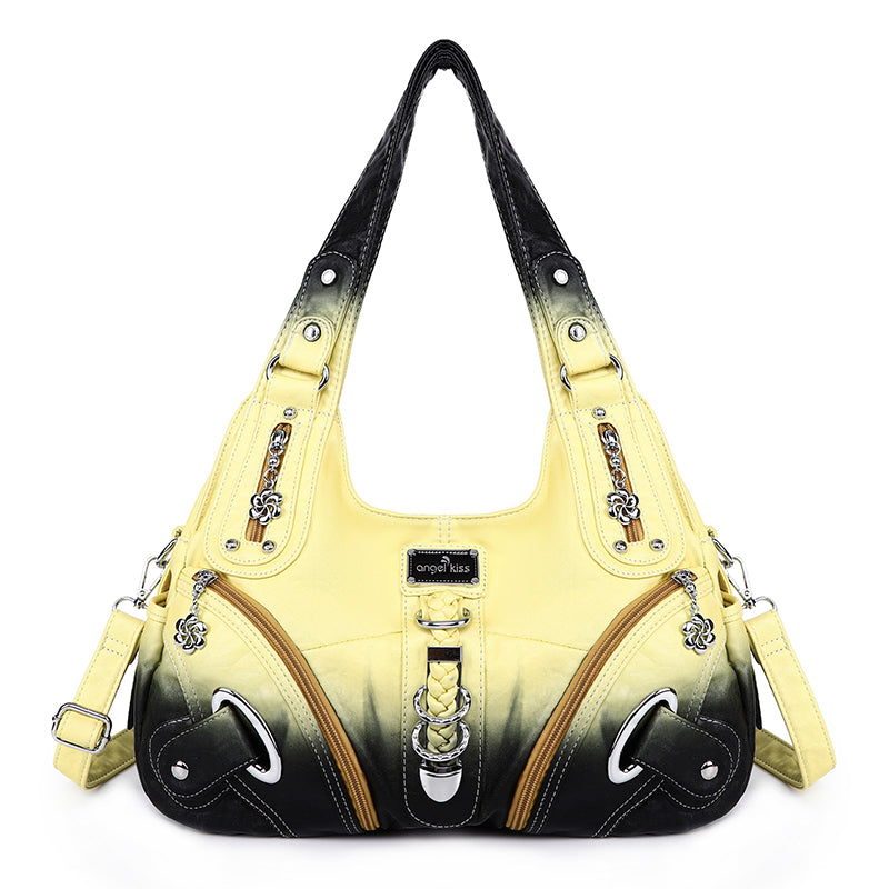 ANGEL KISS AK11282Z Vintage Tie Dye Tote Handbag Women PU Leather Shoulder Hobo Bag