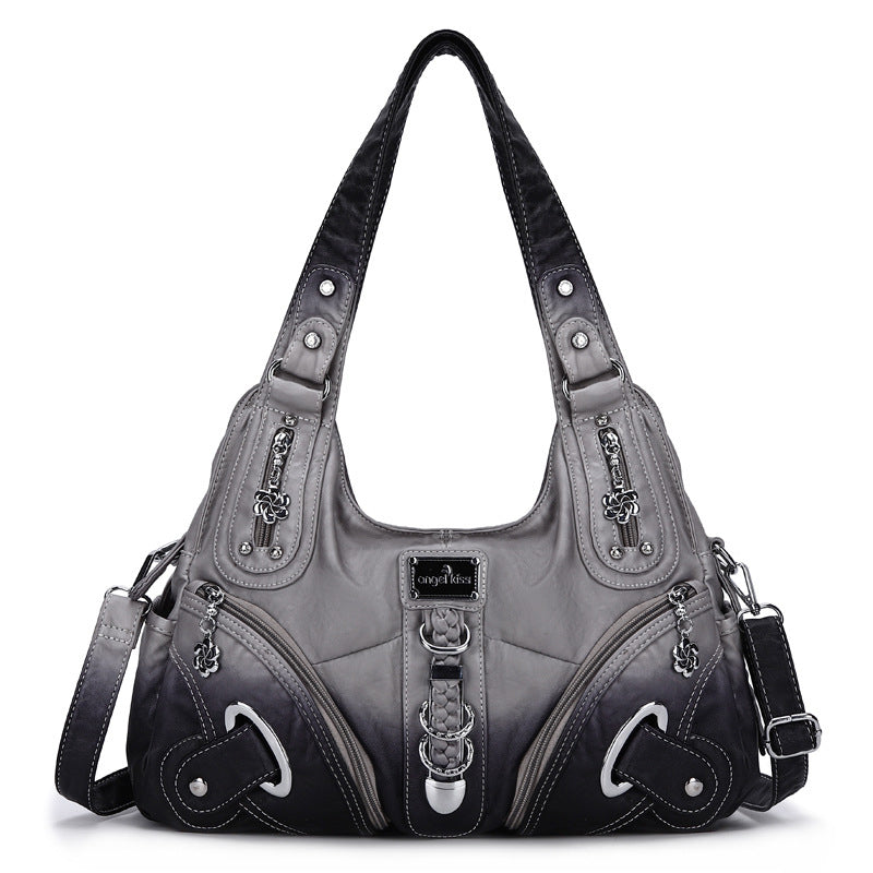 ANGEL KISS AK11282Z Vintage Tie Dye Tote Handbag Women PU Leather Shoulder Hobo Bag