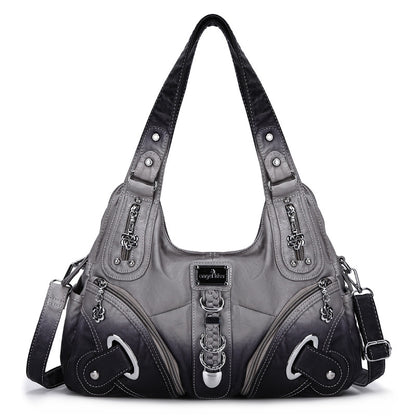 ANGEL KISS AK11282Z Vintage Tie Dye Tote Handbag Women PU Leather Shoulder Hobo Bag