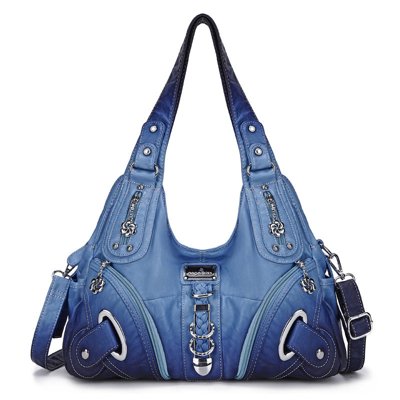 ANGEL KISS AK11282Z Vintage Tie Dye Tote Handbag Women PU Leather Shoulder Hobo Bag