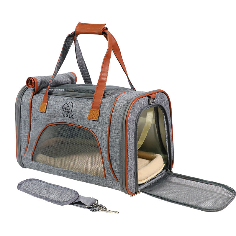 Portable Dog Carrier Bag Pet Puppy Travel Bag Breathable Mesh Handbag Cat Tote Bag, 46x26x28cm