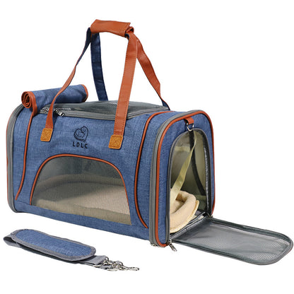 Portable Dog Carrier Bag Pet Puppy Travel Bag Breathable Mesh Handbag Cat Tote Bag, 46x26x28cm