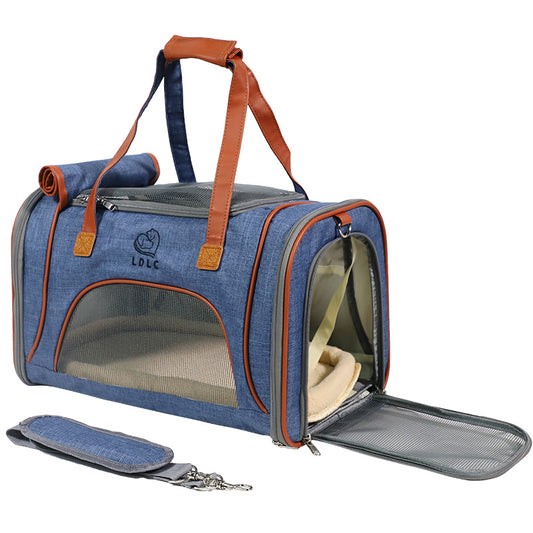 Portable Dog Carrier Bag Pet Puppy Travel Bag Breathable Mesh Handbag Cat Tote Bag, 46x26x28cm