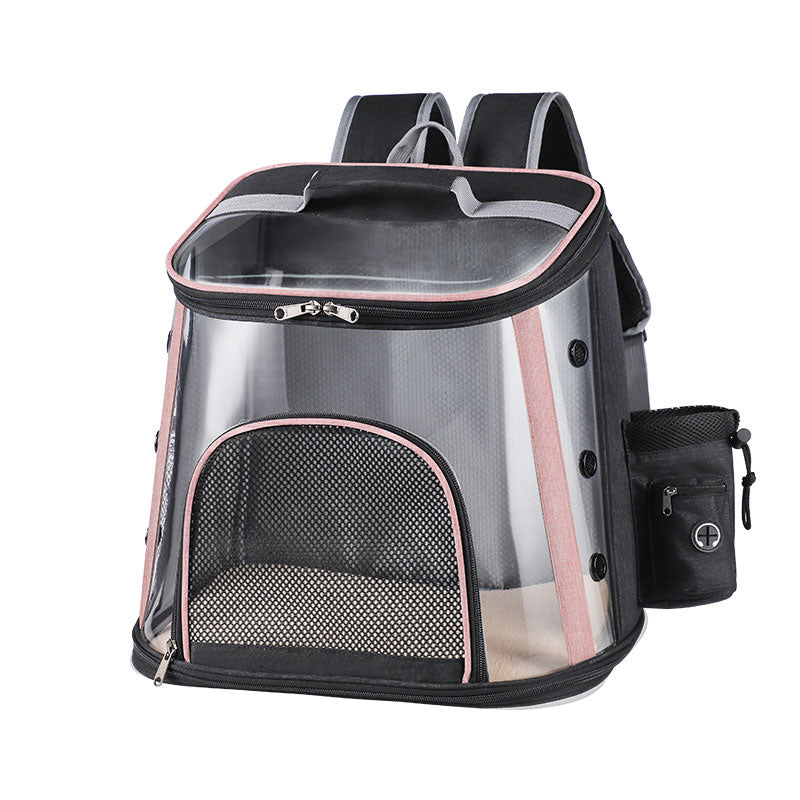 Cat Dog Pet Backpack PVC Transparent Shoulder Mesh Bag Travel Pet Carrier L Size: 40x40x28cm