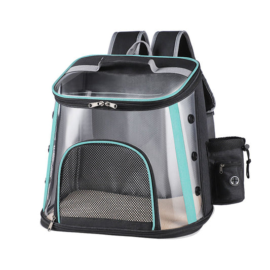Cat Dog Pet Backpack PVC Transparent Shoulder Mesh Bag Travel Pet Carrier L Size: 40x40x28cm