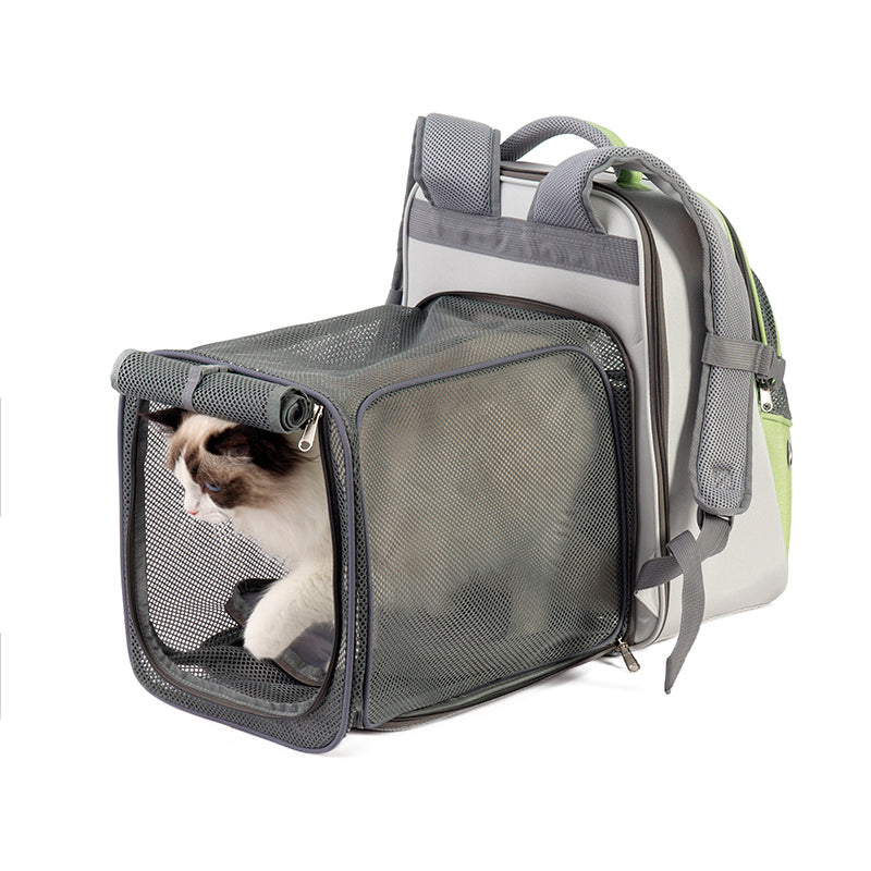 LDLC QS-067 Contrasting Color Pet Backpack Breathable Dog Cat Shoulders Bag Outdoor Travel Pet Carrier