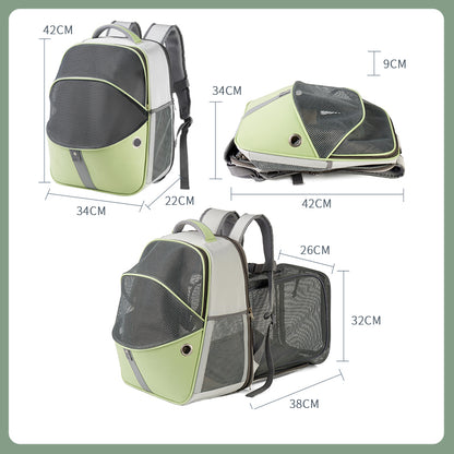 LDLC QS-067 Contrasting Color Pet Backpack Breathable Dog Cat Shoulders Bag Outdoor Travel Pet Carrier