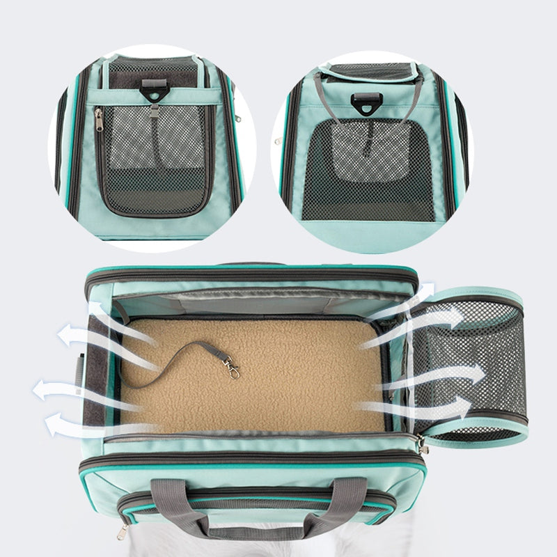 LDLC QS-064 Folding Pet Hand Bag Portable Dog Cat Shoulders Bag Breathable Pet Carrier Case for Traveling