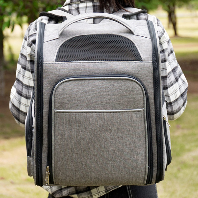 LDLC QS-099 Dual Side Expandable Breathable Mesh Design Pet Carrier Backpack Dog Cat Outdoor Carrying Bag