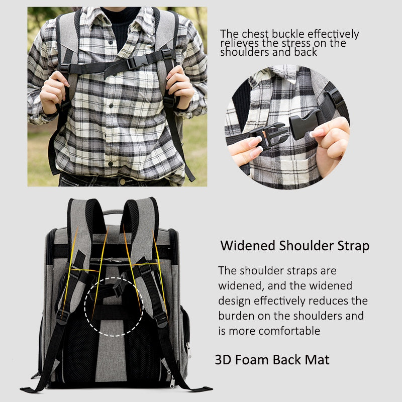 LDLC QS-099 Dual Side Expandable Breathable Mesh Design Pet Carrier Backpack Dog Cat Outdoor Carrying Bag