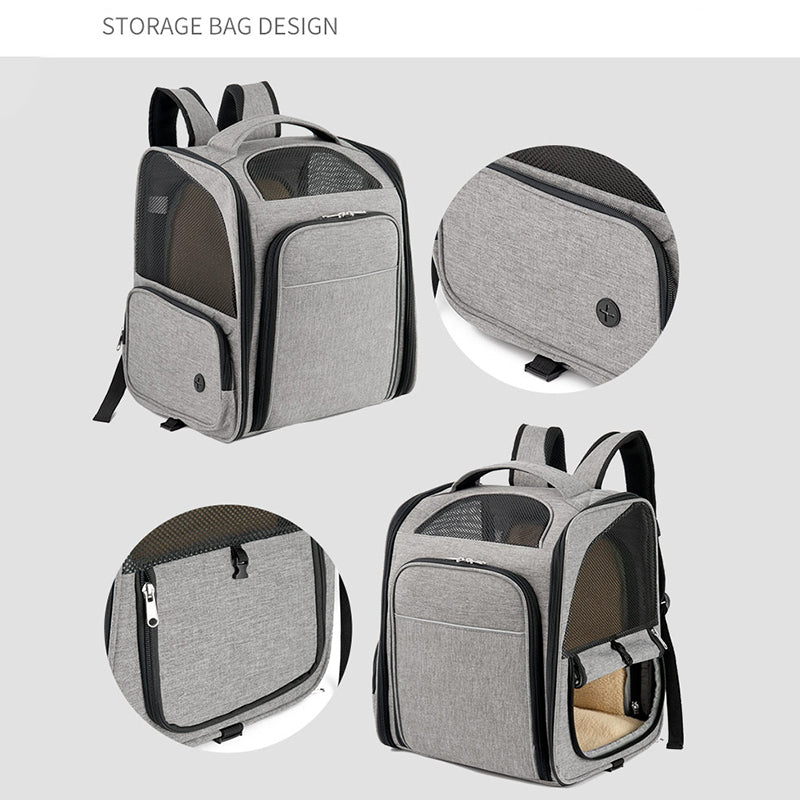 LDLC QS-099 Dual Side Expandable Breathable Mesh Design Pet Carrier Backpack Dog Cat Outdoor Carrying Bag